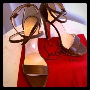 Louboutin Cognac Sandal Heels